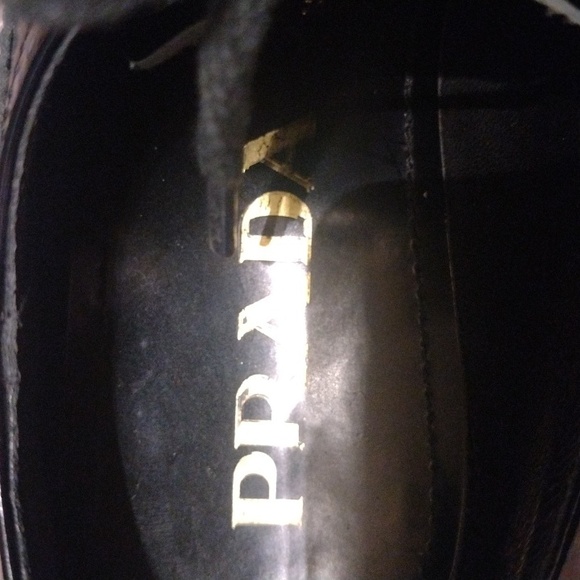 Prada Black Brogue Patent Leather Platform Derby wingtip Oxfords size 34 - Picture 6 of 10